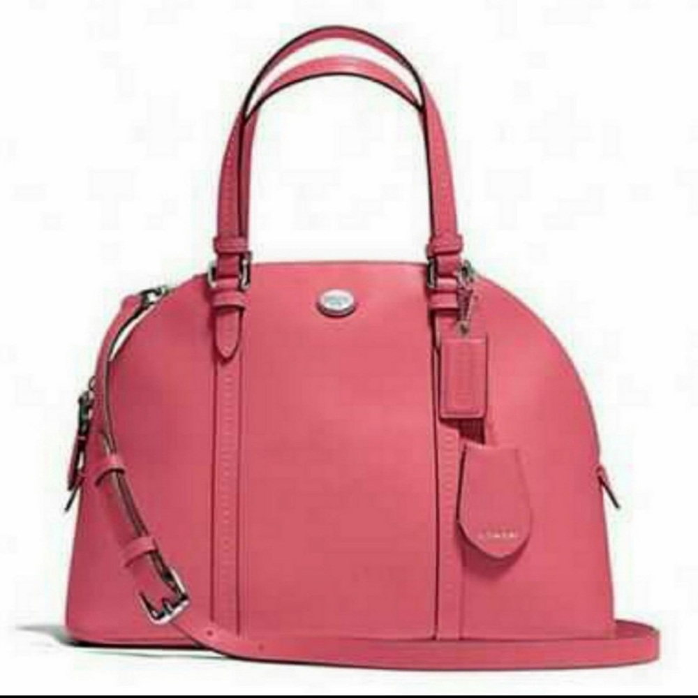 New Coach Peyton Leather Cora Domed Satchel Pink Purse Spring Summer Barbie - Picture 13 of 16